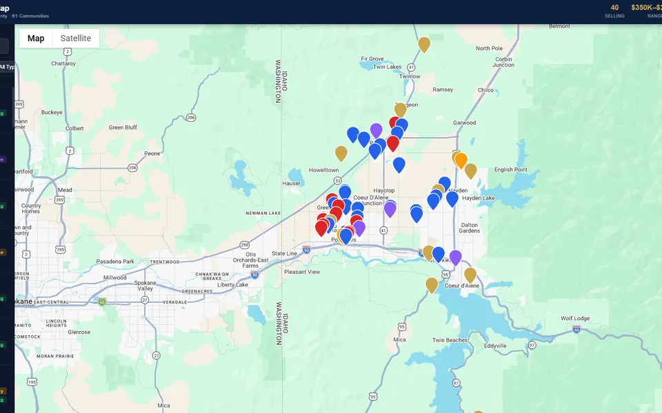 North Idaho New Construction map website