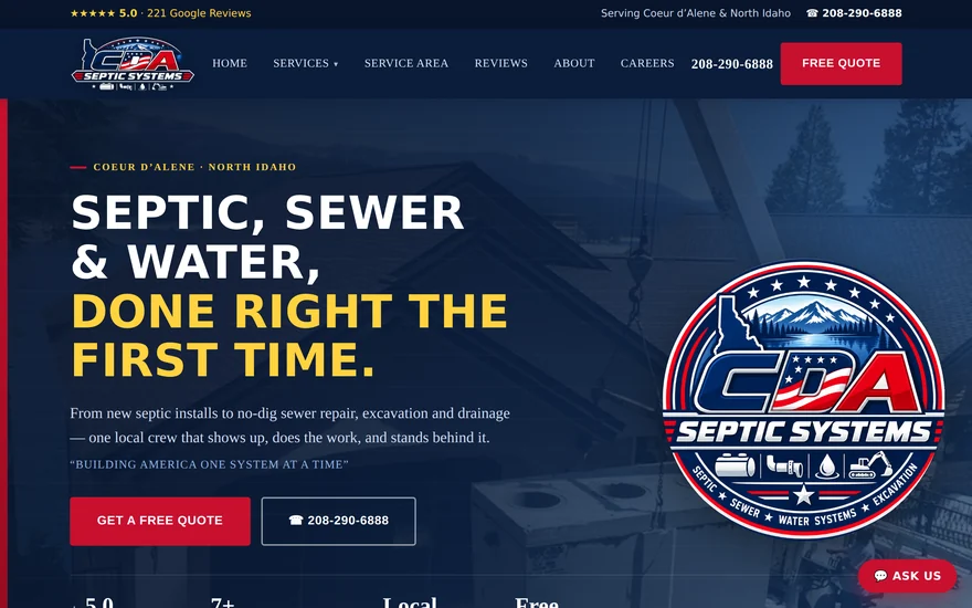 CDA Septic Systems website built by Specials Digital Systems